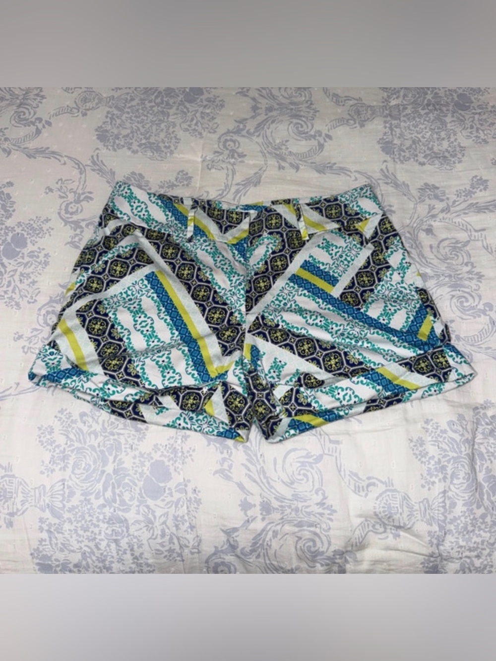New York & Company Patterned Blue & Green Golf Shorts